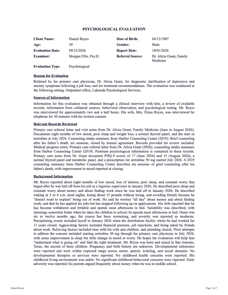 Page 1 of the sample report
